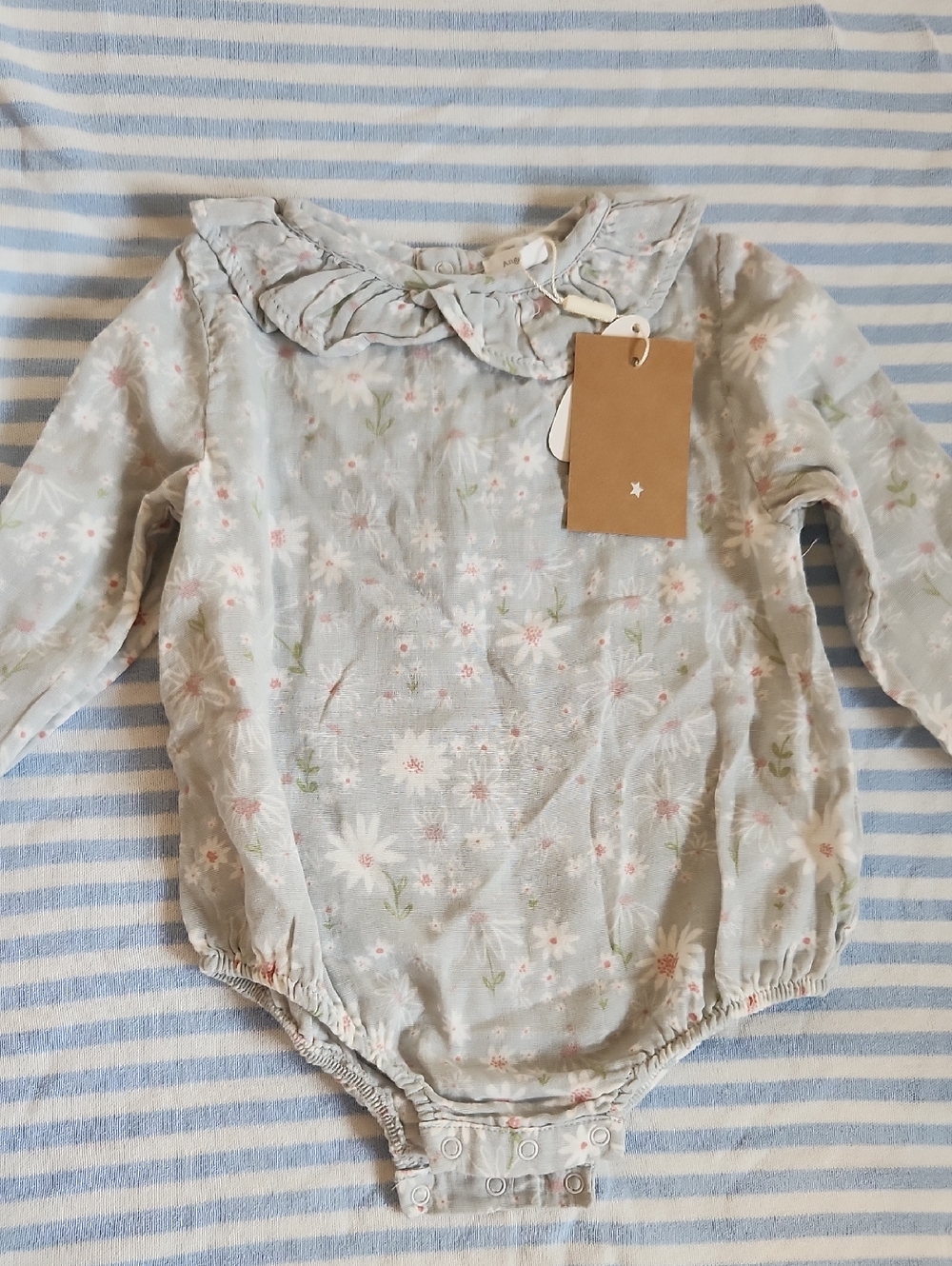 Angel Dear Floral Ruffle Collar Bodysuit